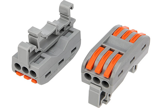 Клемма монтажная 0,08*4мм проход 3 полюса на дин-рейку